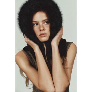 ZARA FAUX FUR KNIT HOOD